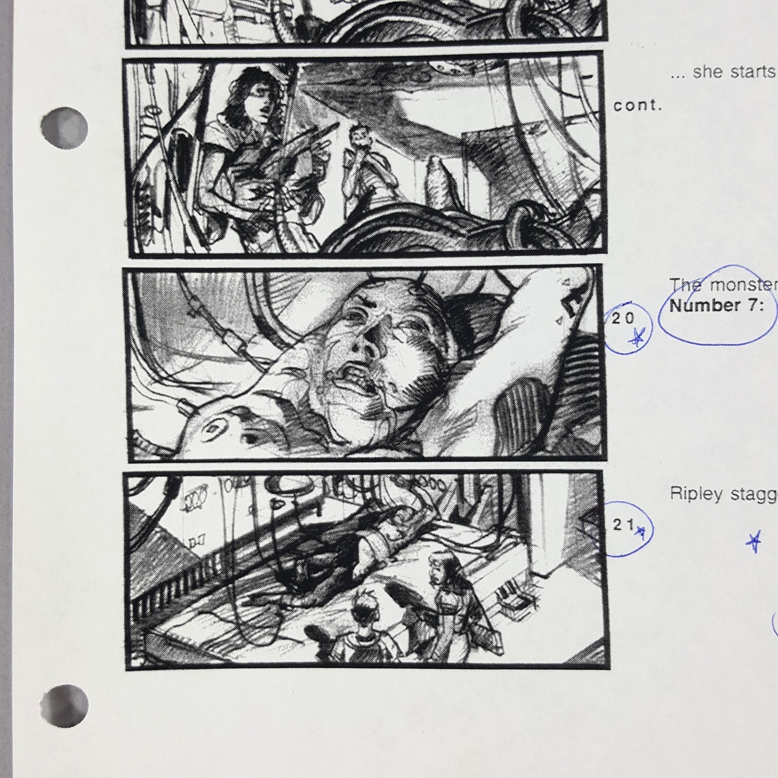 Image 8 of Alien: Resurrection - Production Used Storyboard, Ripley Cloning Area, Hand Note