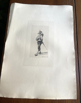 Jean-Louis-Ernest Meissonier Etching, 19th C Figure w Sword, French Art