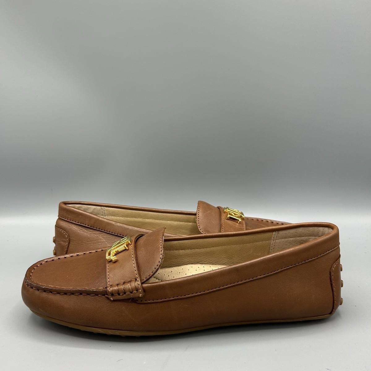 Ralph Lauren Barnsbury Brown Leather Moccasins Loafers Driver
