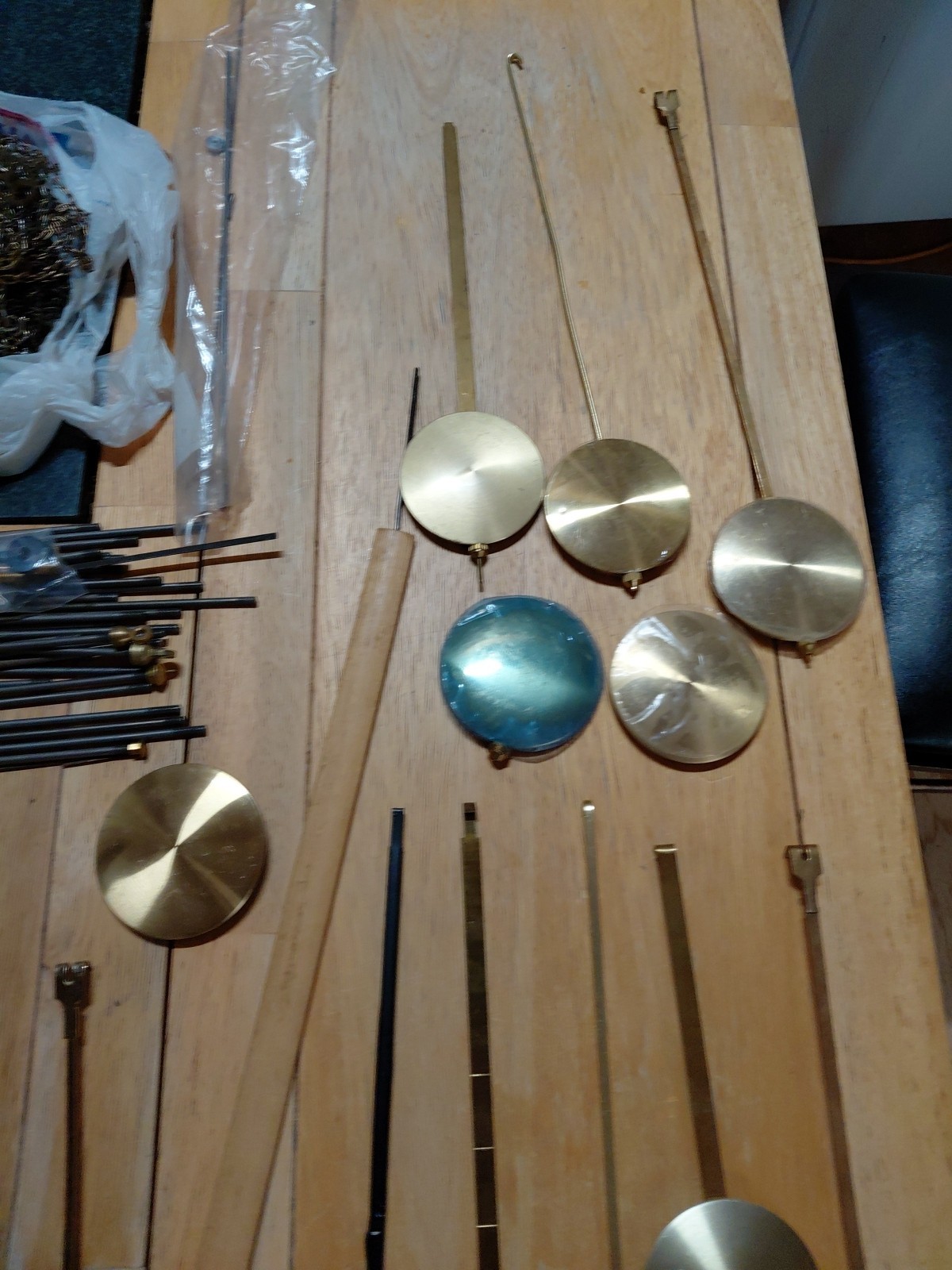 Vintage Clock Parts Pendulums  And Chain Lot Of 20 Plus