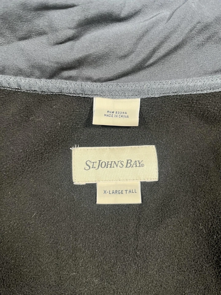 St. Johns Bay Jacket Mens XL Tall Gray Softshell Fleece Lined Full Zip Pockets - Image 3 of 4