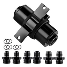 100 Micron Inline Fuel Filter 6an 8an 10an Adapter Fitting W 50mm Mount Bracket