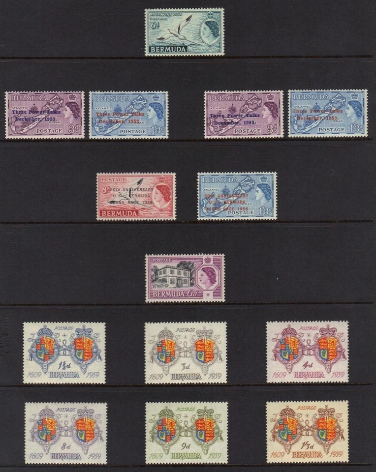 BERMUDA 1953 COLL. DE 35 COMO NUEVOS EN JUEGOS COMPLETOS A £1 INC. SG 135-150 CON COLOR Foto 2 de 2
