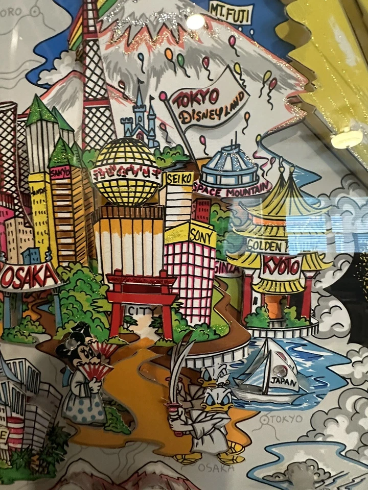 Fazzino-“Mickey World Tour” 3D Art! Sold Out RARE ARTIST PROOF Signed #d 70/100 - Image 4 of 4