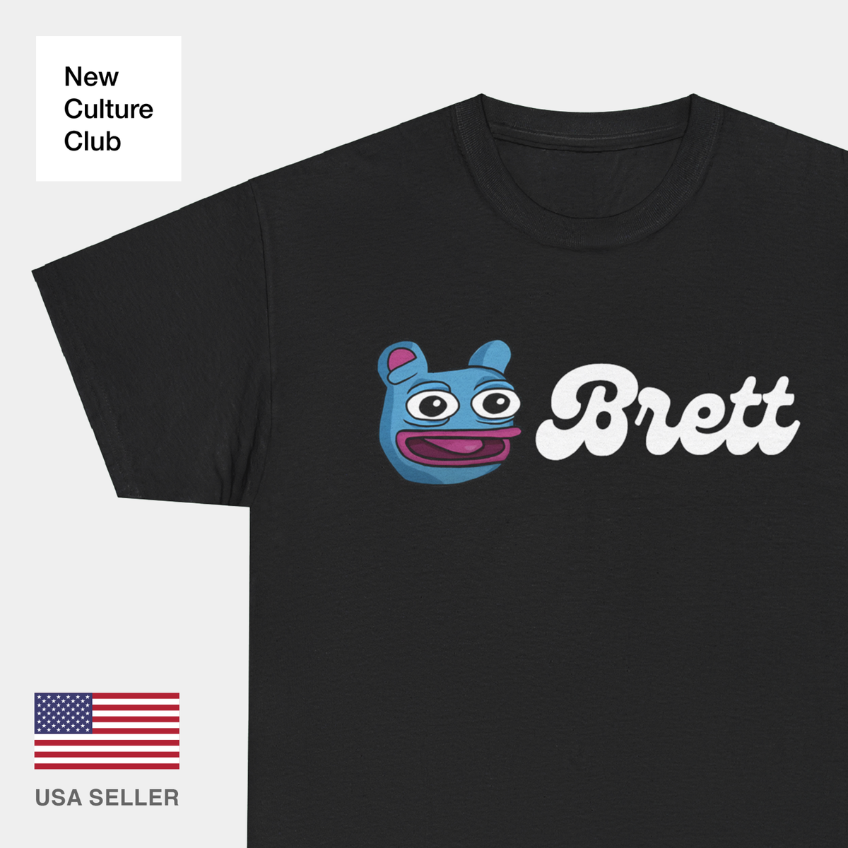 Brett Based 2 Crypto Coin Boys Club Pepe Moon Ethereum T Shirt Tee Meme Wolf