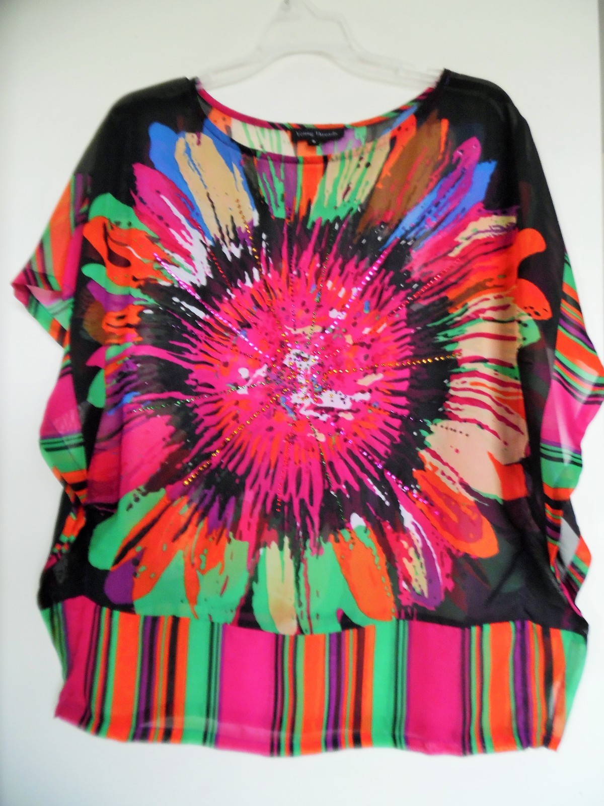 YOUNG THREADS Floral   Multi Sheer Embellished  K… - image 1