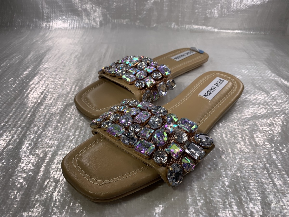 Steve Madden Womens Brionna Tan Slide Sandals Shoes Size SKU #4110