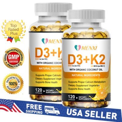 Vitamin D3 K2 Softgels - Extra Strength D3 K2 Supplements with 5000 IU (2PACKS)