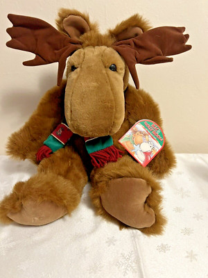 Vtg. Common Wealth Mac & Molly Brown {Moose} w/Christmas Scarf '1998 22'' Plush!