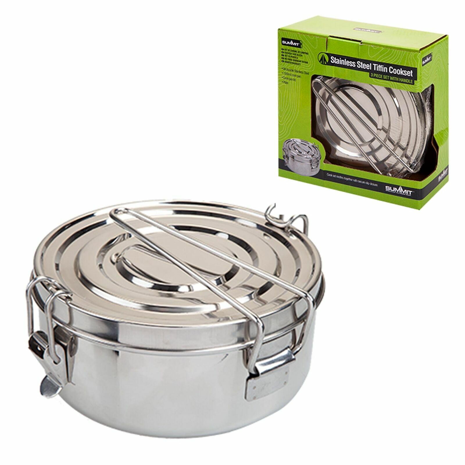 3 Piece Stainless Steel Tiffin Cook Set  Camping / Outdoor Eating