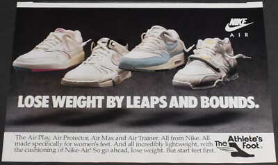 1988 Print Ad Lose Weight by Leaps Bounds Athlete's Foot Nike Air Max Trainer