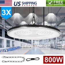 3 Pack 800W UFO LED High Bay Light Warehouse Industrial LED Shop Light Fixture