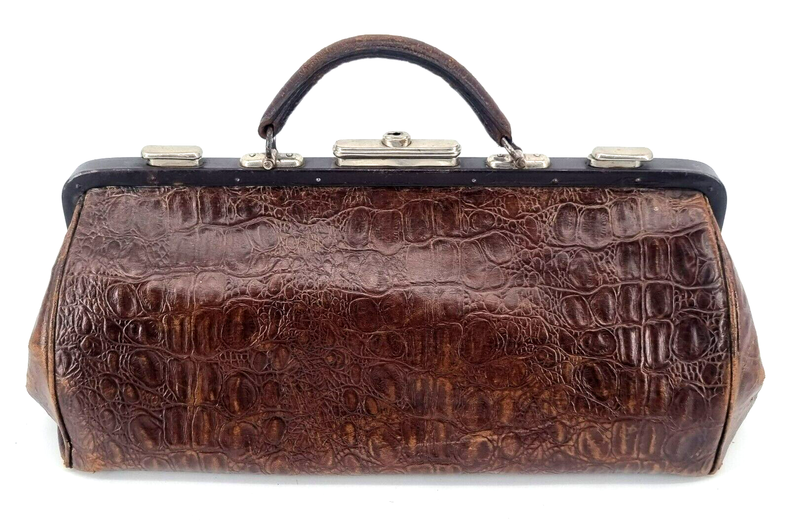 Vintage Hebammentasche Arzttasche Arzt Koffer Kroko Imitat