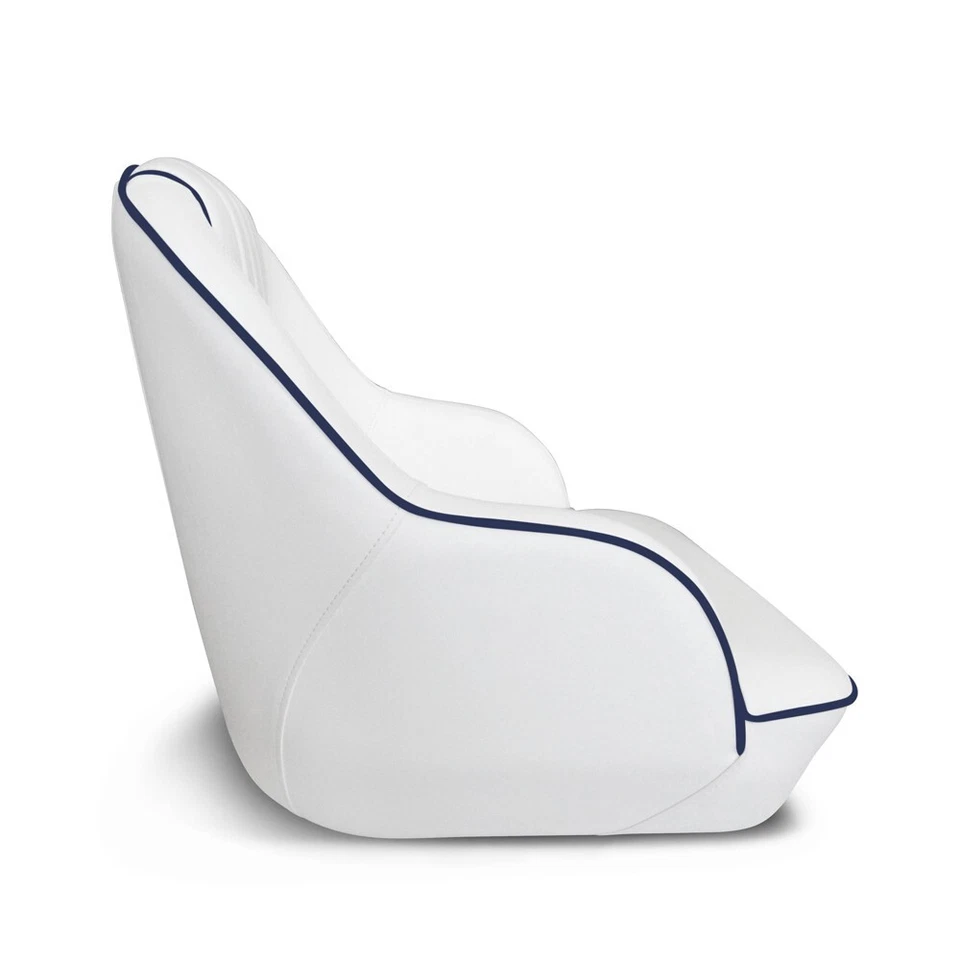 Asiento de bote con canastilla Leader Accessories Deluxe blanco/azul marino tubería Foto 3 de 4