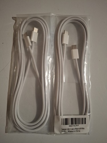 USB C to C cables 2-Pack White New 6.6 Ft - 第 1/2 張圖片