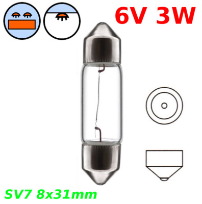 6V 3W SV7 8 x 31 MM SOFFITTE BREMSLICHT MOTORRAD MOPED AUTO BIRNE GLÜHBIRNE