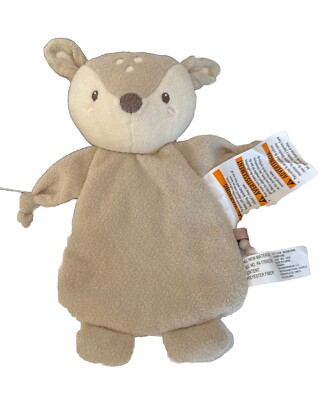 Baby Just Born Fox Beige Lovey Plush Security Blanket Woodland Rattle Teether