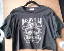 Altar'd State Women's 100% Cotton Gray Crop Top Size M - Nashville Theme