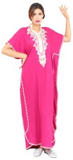 Moroccan Caftan Women kaftan Abaya Beach Cover Summer Long Dress Cotton Magenta