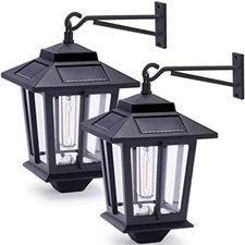 2 Pack Solar Wall LanternsAluminum Outdoor Hanging Solar Lights with 4 Solar ...