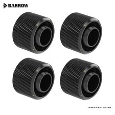 4Pcs Barrow G1/4" to 1/2" ID, 3/4" OD Compression Fitting 13/19mm Tubing Black