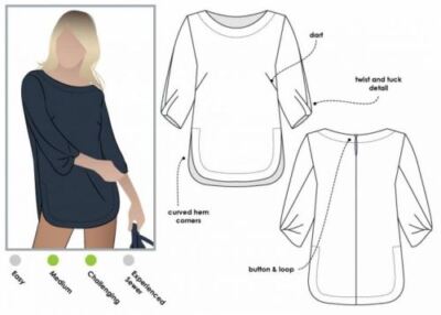 Style Arc Schnittmuster Sadie Tunika Top Größen 18-30