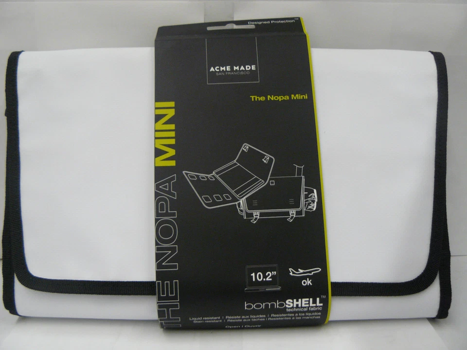 Funda para Laptop 10" Hecha en Acme Nopa Blanca Triple Plegable Mini Bolso para Laptop Blanco con Negro Foto 2 de 3