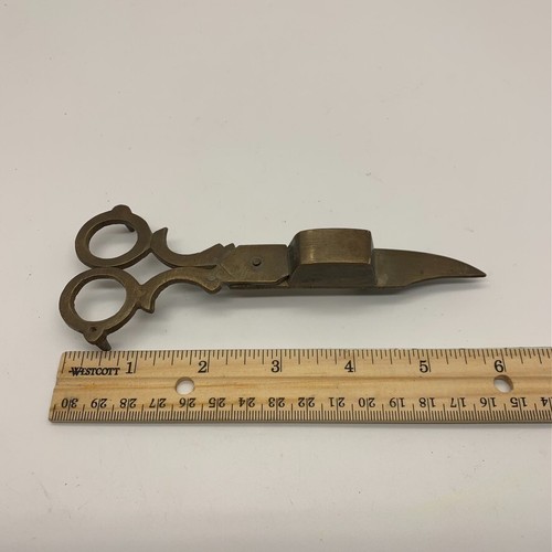 Vintage Brass Candle Snuffer Wick Trim Scissors - Picture 5 of 5