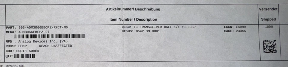 Top Deal! ADM3066EBCPZ-R7CT-ND OVP with Invoice / 1.000 Units / Analog Devices - Bild 4 von 4