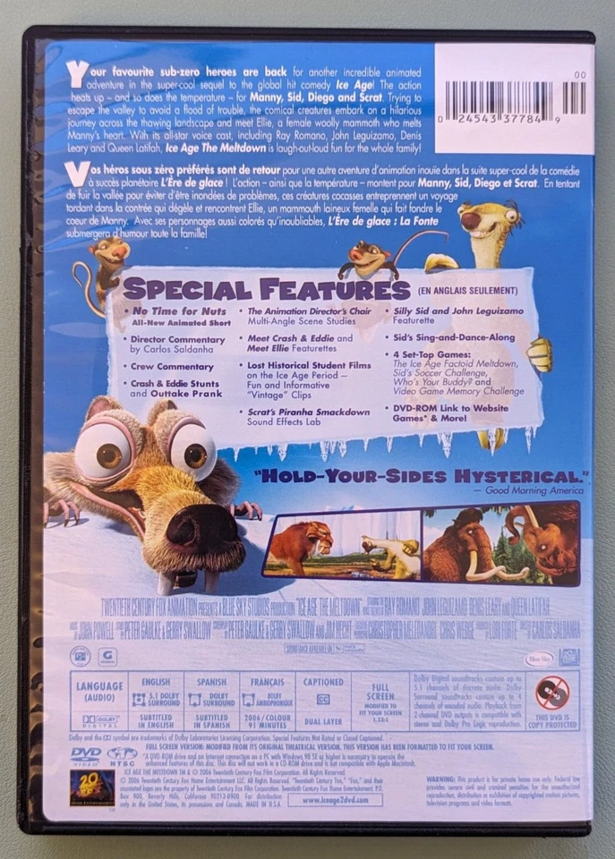 Ice Age: The Meltdown (DVD, 2006, Canadian, Full Screen) - Image 2 of 4