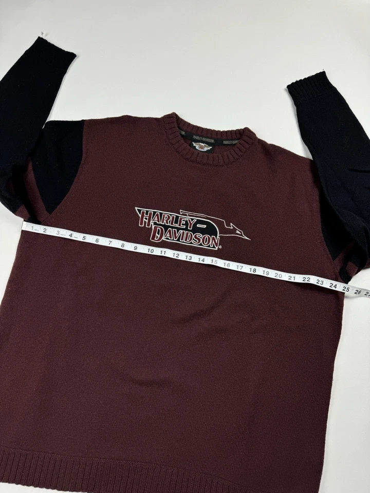 Винтажный свитер Harley Davidson с круглым вырезом из овечьей шерсти с вышивкой размер XL винтажный - Изображение 4 из 4