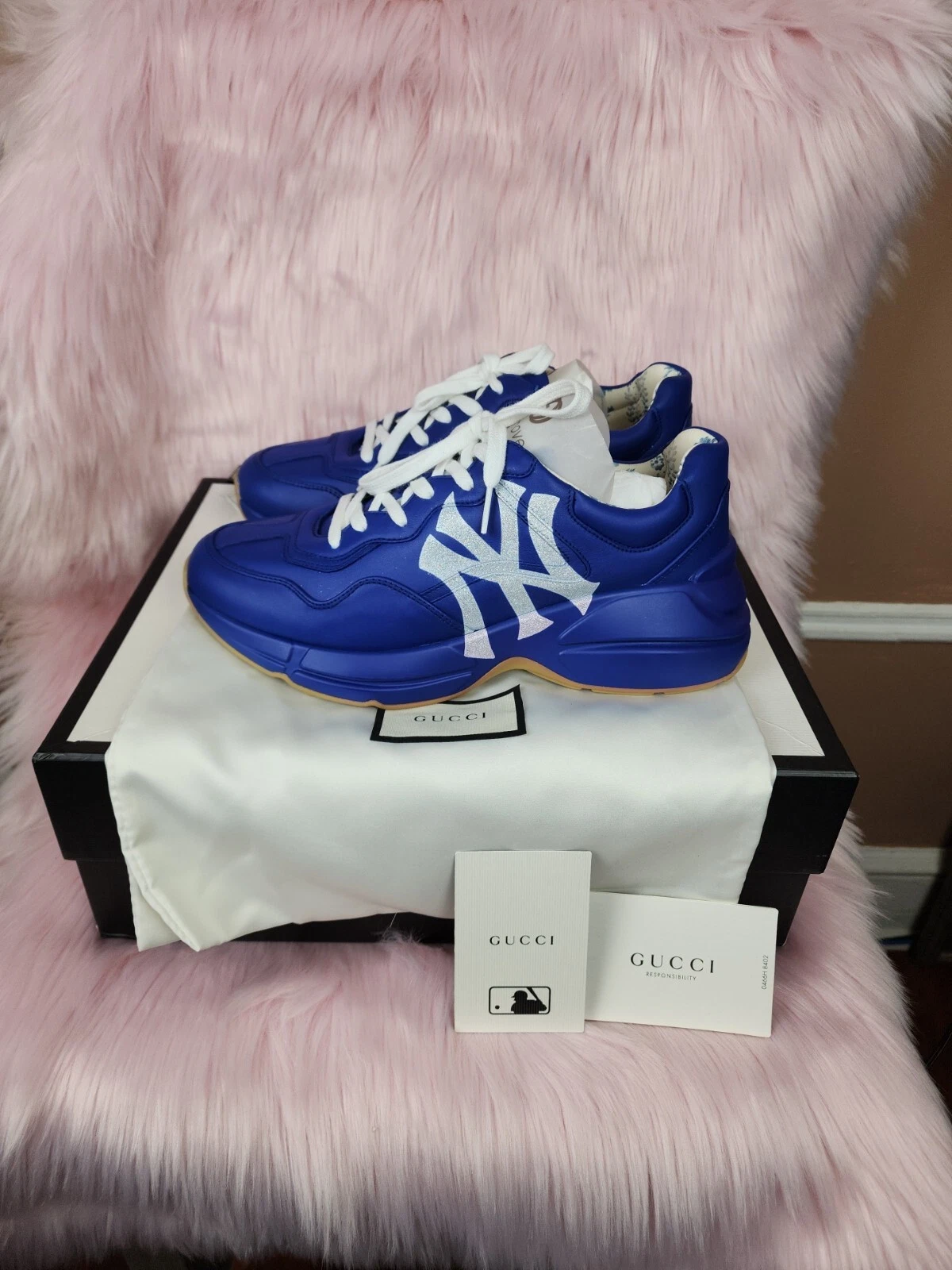 Baskets homme Gucci Rython bleu Yankee