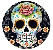 SUGAR SKULL DAY OF THE DEAD  Round Mouse Pad / Mousepad Mat PC Home Office Gift
