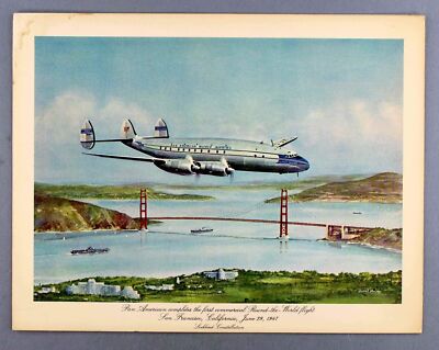 PAN AM VINTAGE FIRST CLASS AIRLINE MENU LOCKHEED CONSTELLATION CLIPPER AMERICA