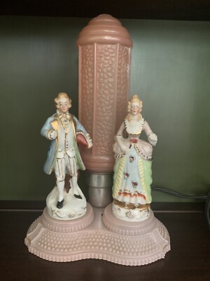 Antique Figurine Desk Lamp Marie-Antoinette & King Louis XVI - Works -