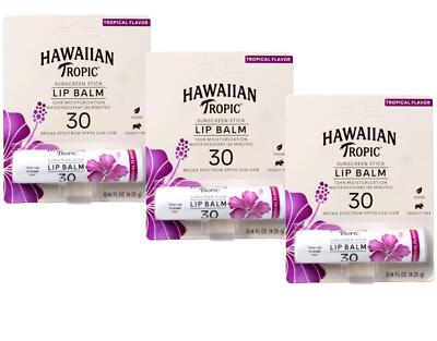 Hawaiian Tropic Tropical Lip Balm SPF 30, 0.14 oz - 3 Pack
