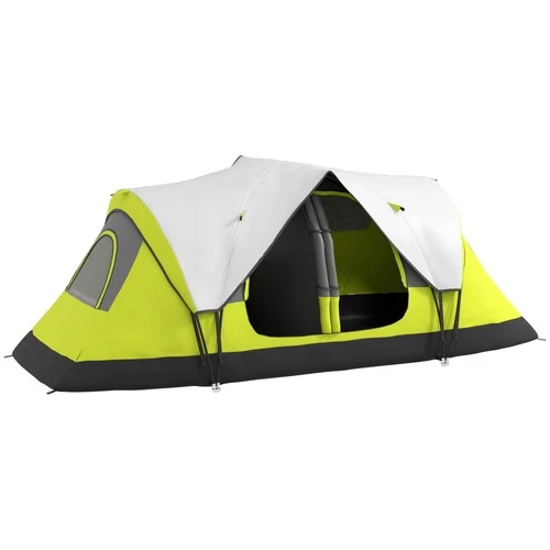 Outsunny 2 Room Camping Tent with Rainfly & Screen Panels, Yellow