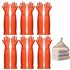 17.8" 6 Pairs Reusable Long Household Cleaning Gloves,Kitchen Dishwashing Glo...