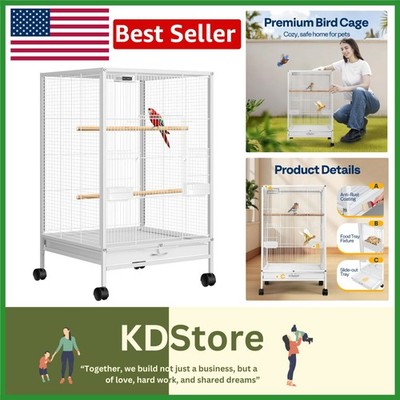30-Inch Stylish Bird Cage with Rolling Base and Easy Cleaning for Small Birds