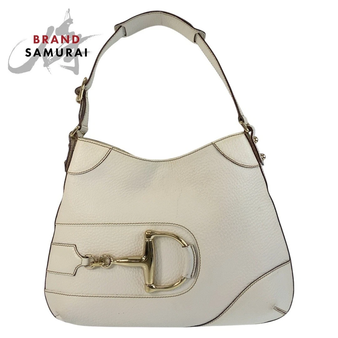 Gucci Horsebit sac à bandoulière blanc or quincaillerie cuir 137388 pour femme 501055