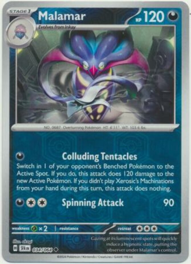 Malamar - 034/064 - Uncommon - Reverse Holo - Near Mint