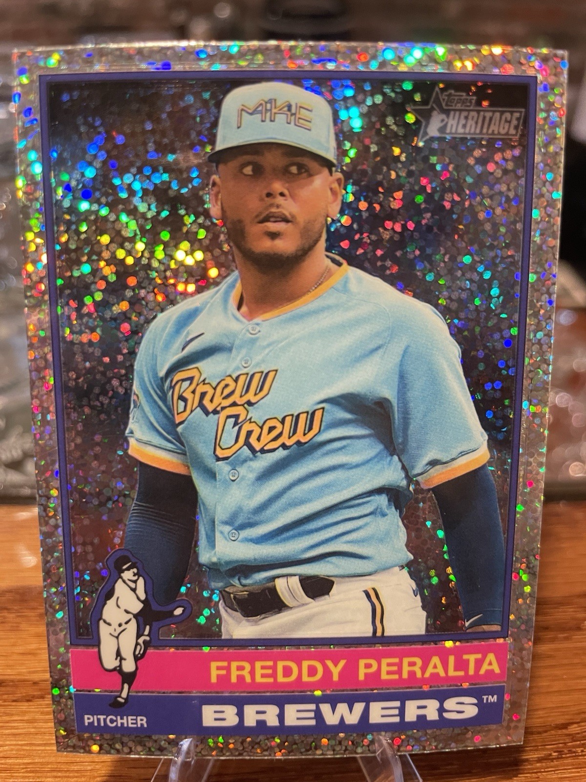 2025 Topps Heritage - Freddy Peralta #76 Chrome Silver Sparkle Refractor