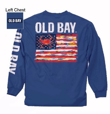 Old Bay Crab U.S. Flag Comfort Long Sleeve Shirt Sweatshirt - NEW Fast Free Ship