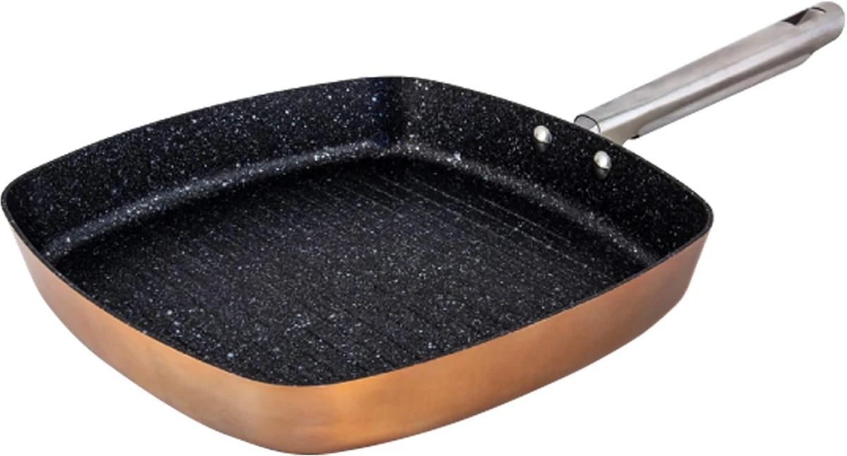 San Ignacio Sartén Barbacoa Aluminio Prensado 28 x 28 cm Aspecto Cobre