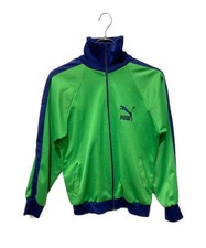 PUMA 70s-80s Logo Embroidered Raglan Track Jacket Men L Green