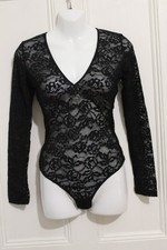Black Myla The Strand Leavers lace thong long sleeve bodysuit - small - BNWT