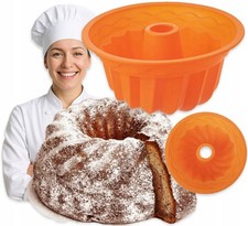 Silikon Gugelhupfform für Kuchen, groß mit Loch, Ø 23,5 cm, backen
