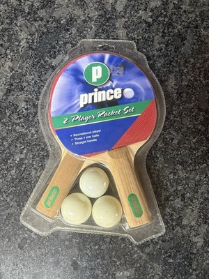 Prince Table Tennis Racket Set - 2 Classic Control Paddles & 3 Balls New Sealed