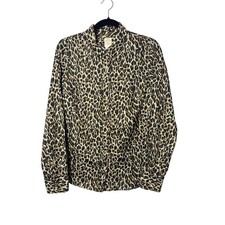 J.Crew Button Down Shirt 6 Brown Leopard Print Perfect Shirt Preppy Classic