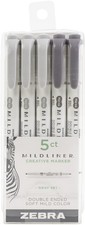 Zebra Pen Grays HIGHLITER 5/PK, 5 Count 1 Pack of 1 ,